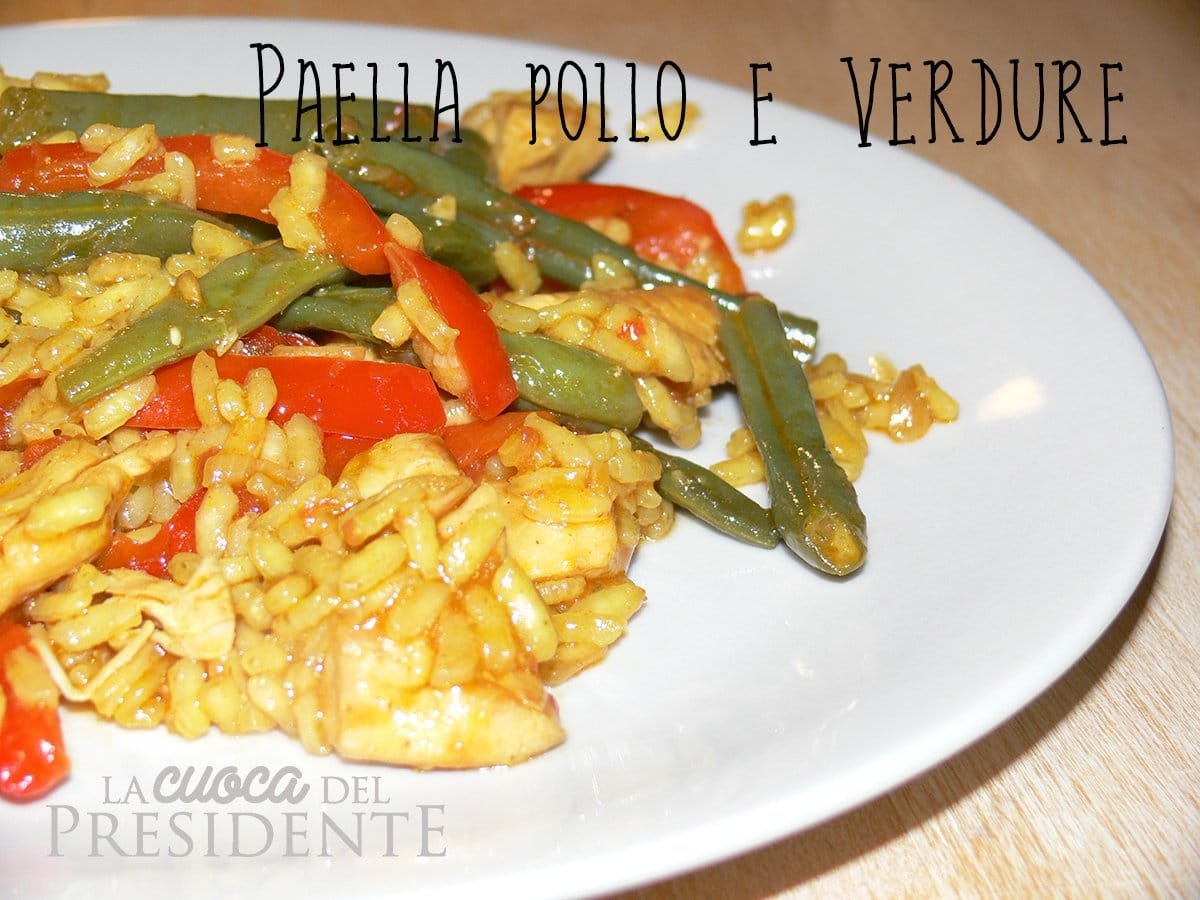 Paella pollo e verdure